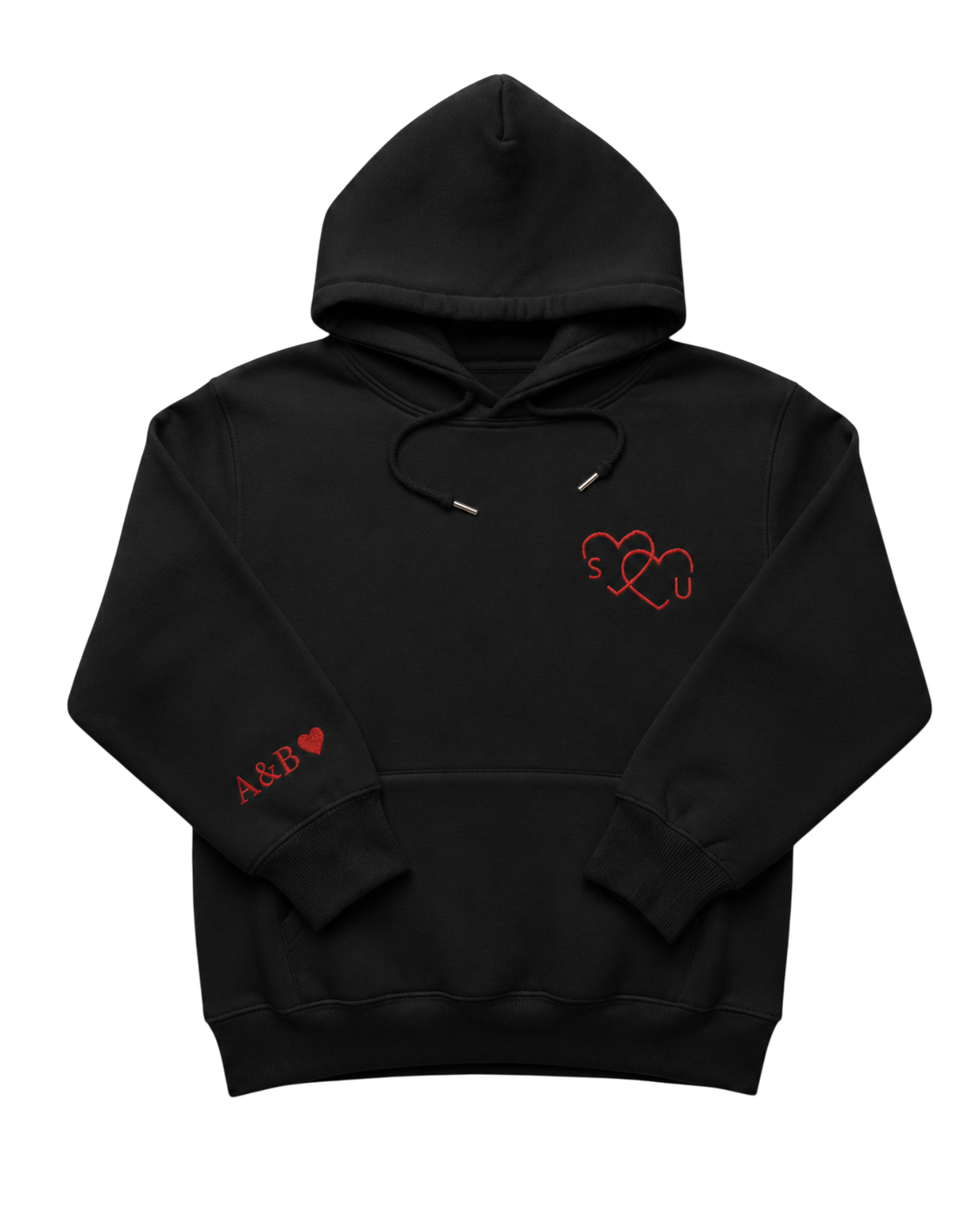 Sweat brodé avec cœur et initiales personnalisées