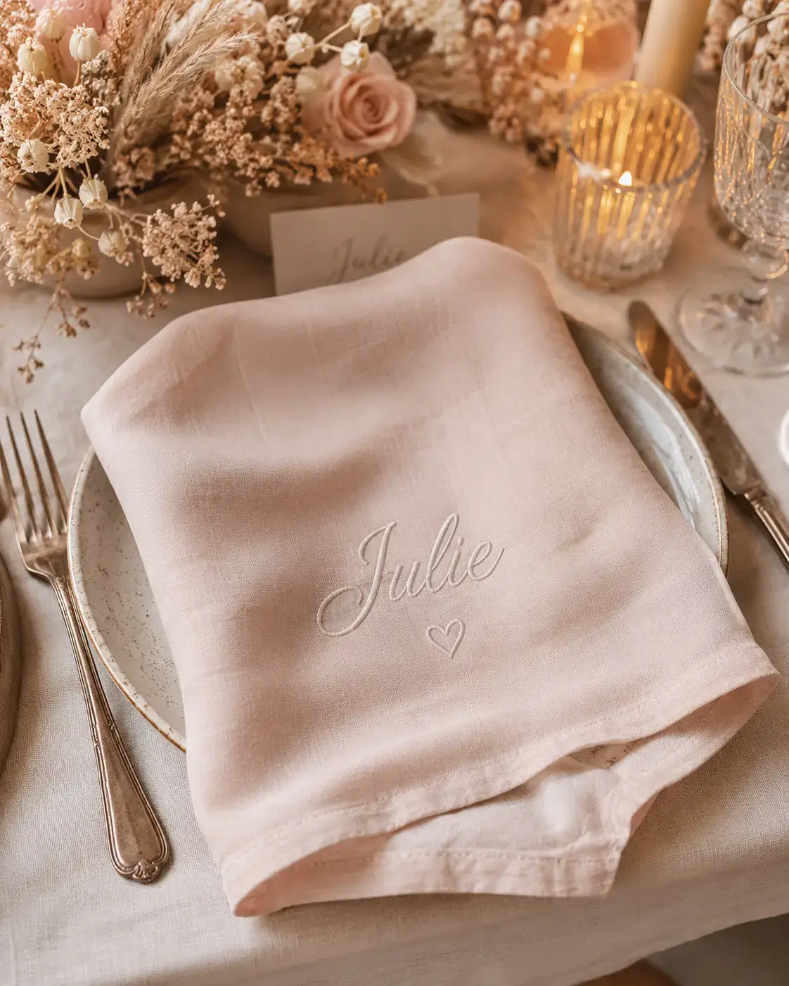 Serviette brodée personnalisée pour la maison en situation quotidienne
