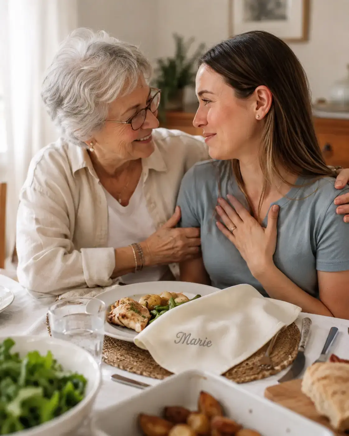 Serviette brodée pour le quotidien avec personnalisation élégante