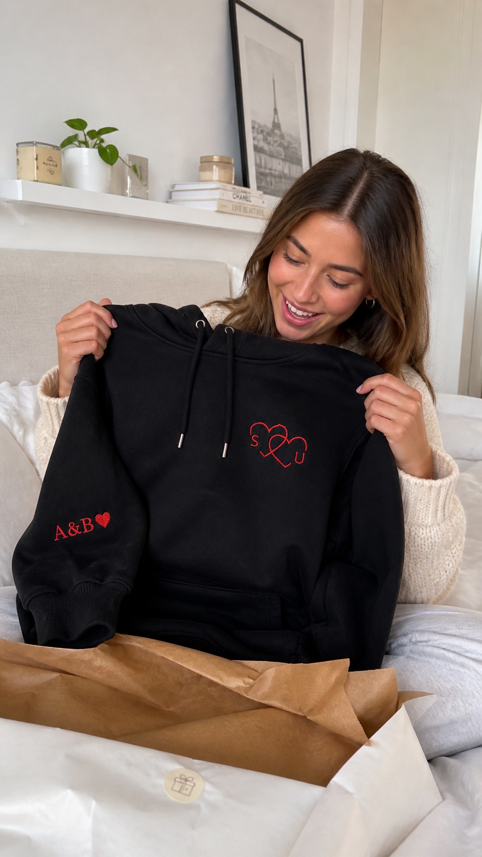Sweat Cœur Initiale porté