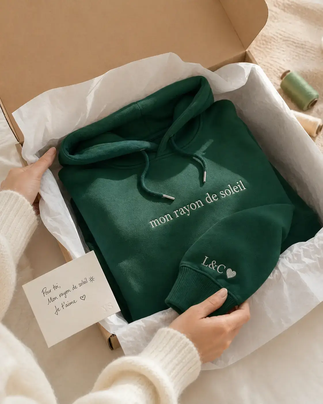 Photo UGC d'un sweat personnalisé brodé